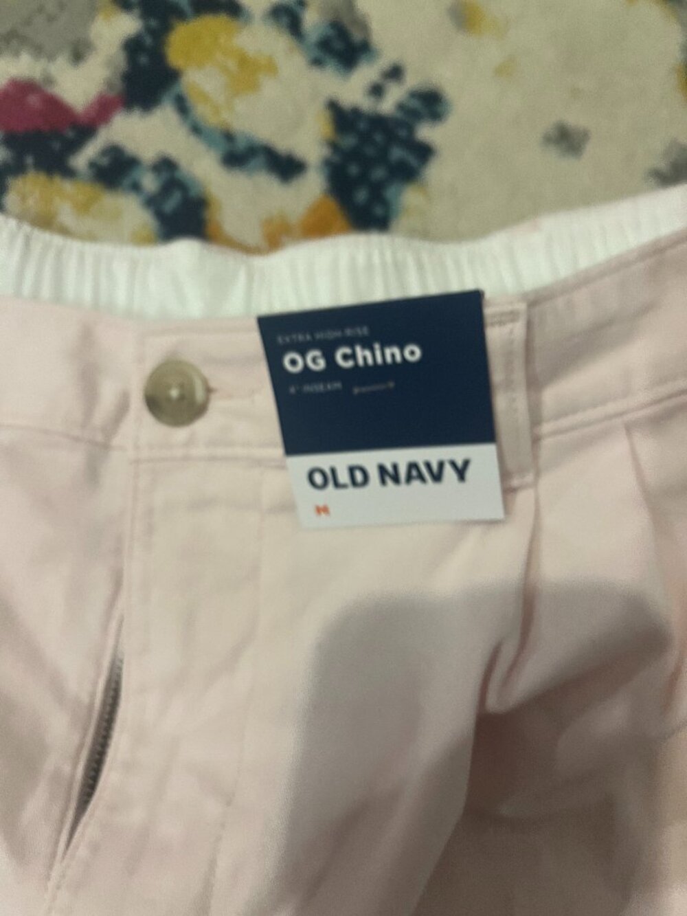 NWT Old Navy OG Chino Shorts Pink Extra High Rise Size M - Picture 3 of 5